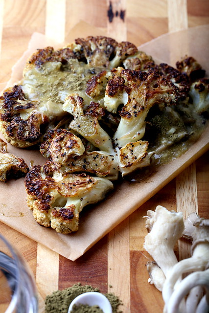 Olives for Dinner | Roasted Cauliflower Steaks with Oyster Mushroom Gravy