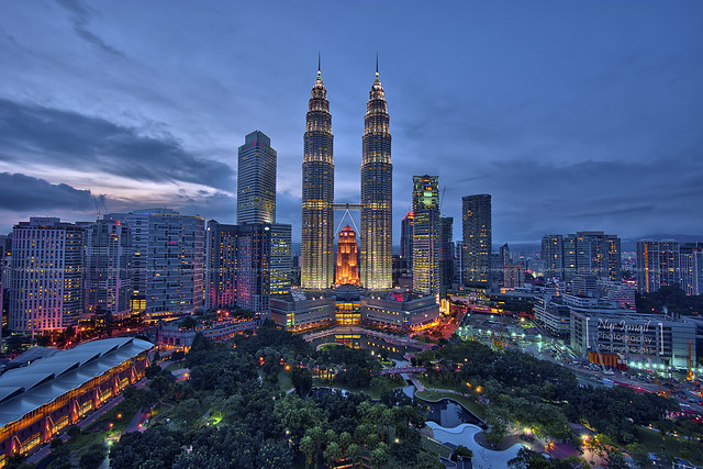 Cloudy Sunset over KLCC Precinct, Kuala Lumpur