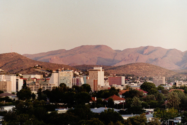 Windhoek at sunset, Namibia, view from the doctor's flats, 1992