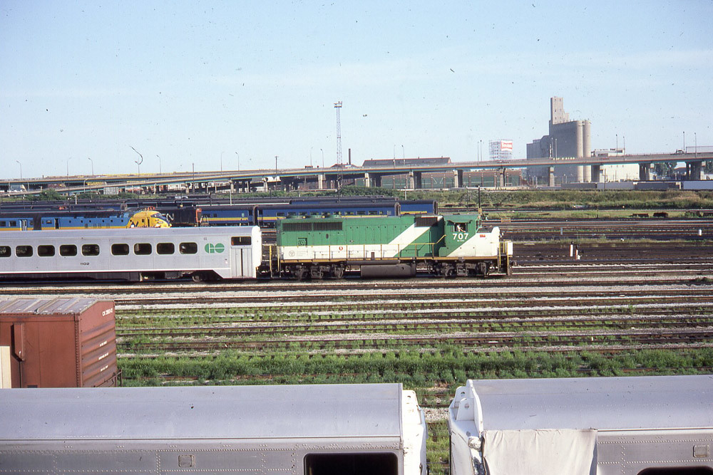 Go Transit GP40-2 #707 in Toronto 7/19/79