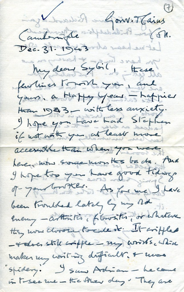 Sherrington to Sybil Creed (Cooper) - 31 December 1943 (S/2/12/7) 1/2