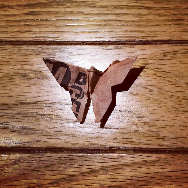 Butterfly origami at @mburgerchicago #fastfoodorigami