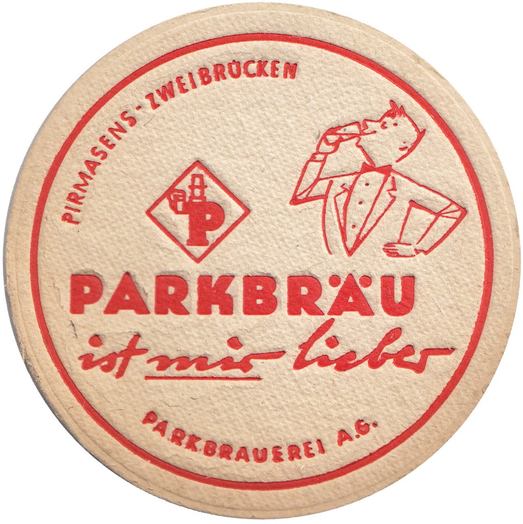 Lot of 5 Vintage Coasters Parkbrau Pils Beer Germany White/Green Square 