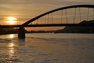 Sunset behind the Marienbrücke in Vilshofen