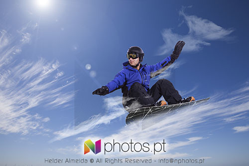 Snowboarder in the clouds