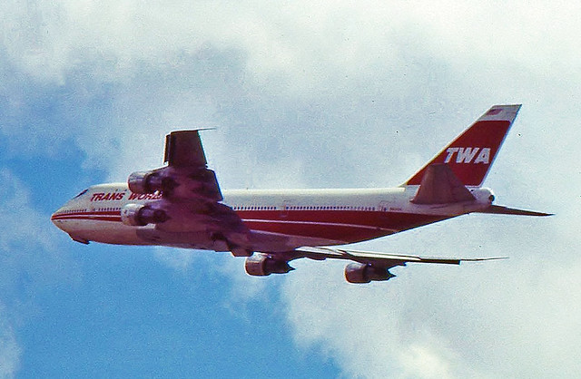A TWA 747 LEAVES GATWICK