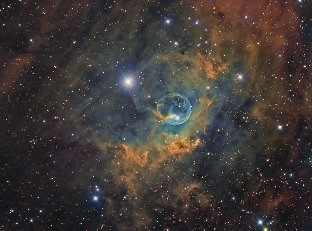 Hubble In The Bubble (NGC7635 in Hubble Palette)