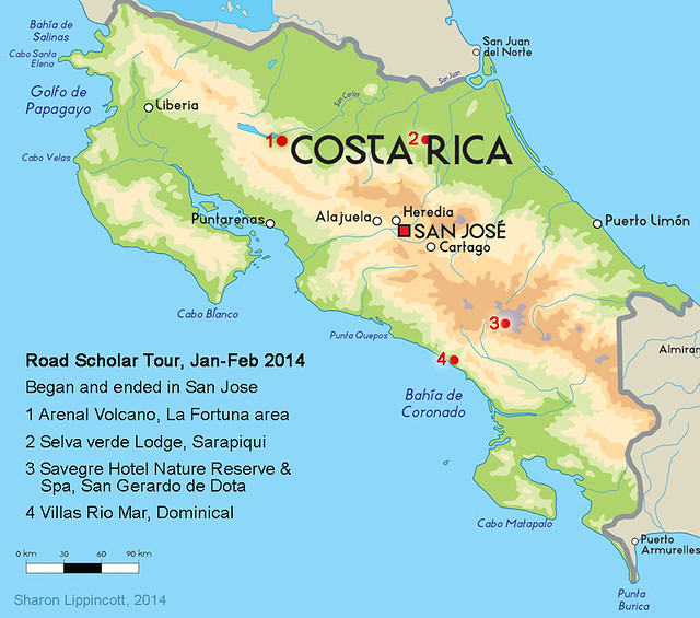 Costa Rica Road Scharol 2014 Trip Map