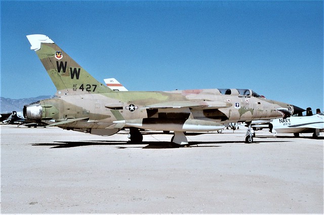 F-105G Thunderchief 62-4427 WW 35thTFW, ex USAF. Preserved, Pima, Air & Space museum, Tucson, Arizona. October 1995. (Scanned from Negative).