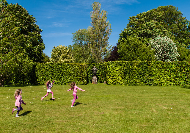 Children play on the lawns of Amport House in Hampshire