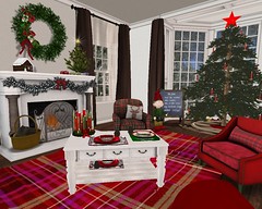 Holiday Home Tour: LR- Red Plaid Seating Area & Main Xmas Tree