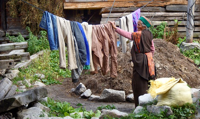 Laundry in the village of Chitkul, India 2016