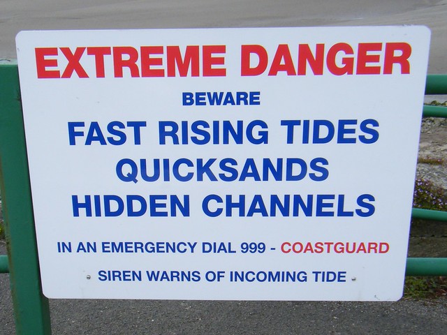 Arnside, Cumbria - extreme danger sign for sea