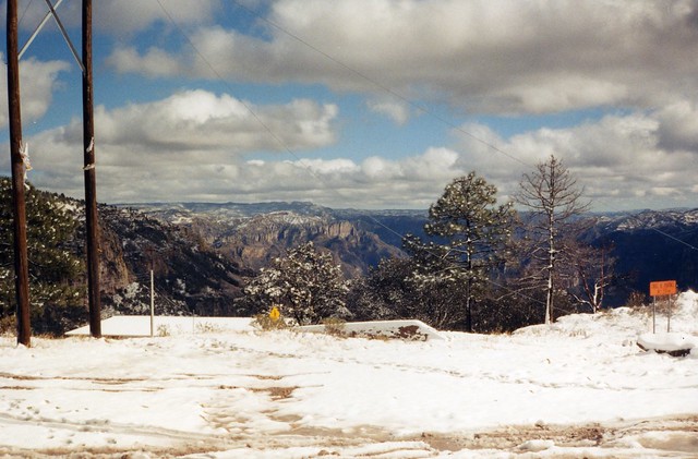 Snow on top of Copper Canyon, Mexico