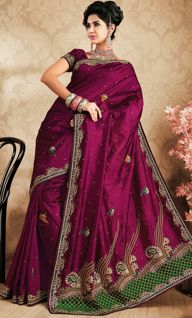 Wedding Wear Dupion Silk Saree In Magenta Color | Do not dis… | Flickr