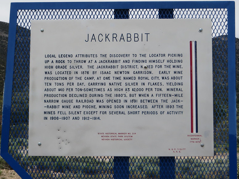 Jackrabbit, Nevada Historical Marker No. 204, U.S. 93, Nevada