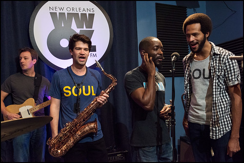 Soul Brass Band perform in studio during the WWOZ Spring Pledge Drive on March 20, 2017. Photo by Ryan Hodgson-Rigsbee www.rhrphoto.com