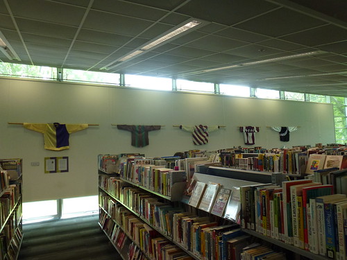 Racing silks display at South Library