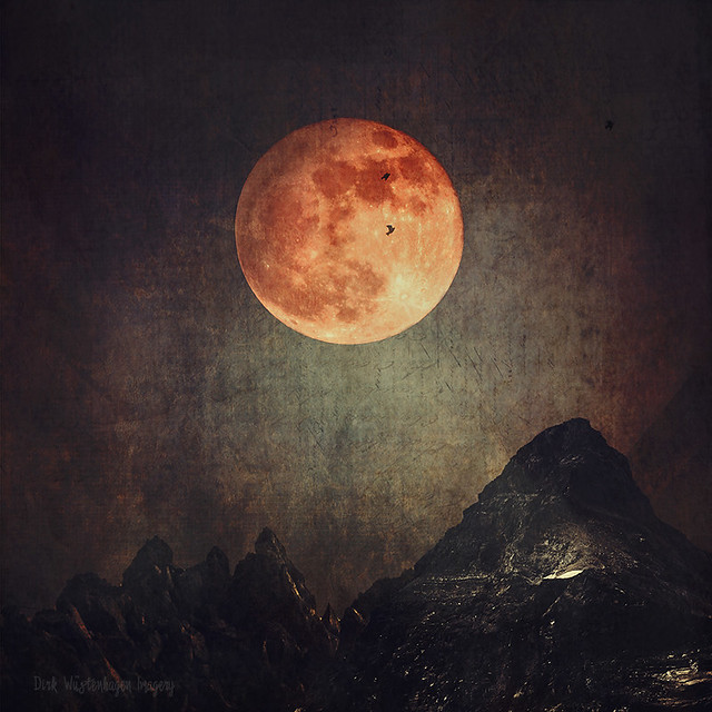 moon over dark mountains