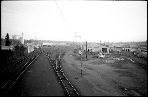 Brooklyn Trainyards, SE Portland by wander.when, Taken from the sketchy pedestrian bridge at sunset hour. Sadly, this bridge (vantage point) is now g