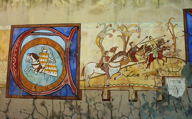 Fresque murale de Carcassonne, rue Trivalle (2/10) : Le seigneur à la chasse