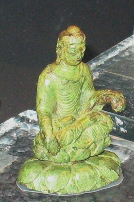 Sweden. Indo Greek Buddha found at Helgö in Sweden. Ancient: Iron Age. Buddha figur funnet i Sverige, datert til Nordisk jernalder.