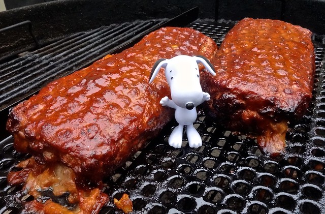 Snoopy Poses on the Grill With Two Barbequed Meatloafs