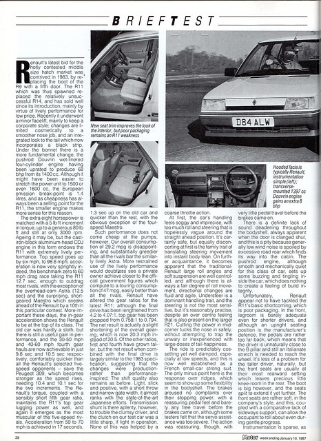 Renault 11 GTL Brief Road Test 1987 (2)