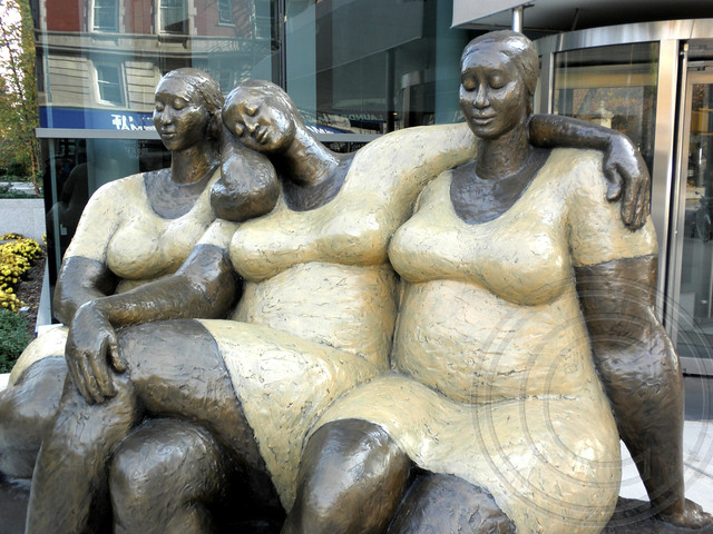 THREE WOMEN FRIENDS Sculpture by Nnamdi Okonkwo, Harlem, New York City