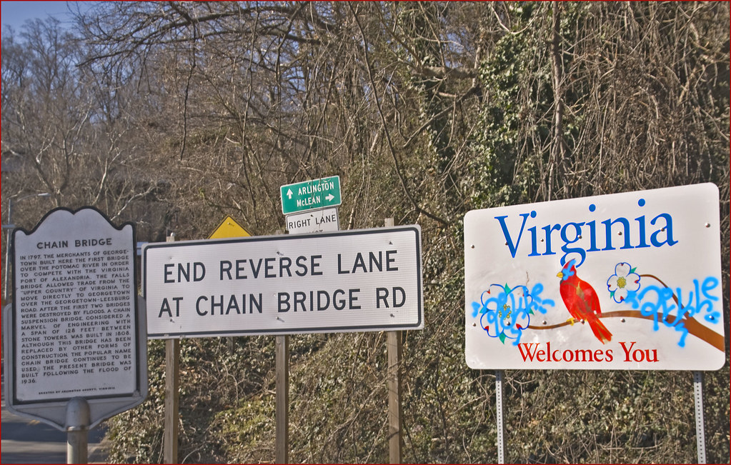 'Signs' -- Chain Bridge (VA) January 2014. Photo by Ron Cogswell; (CC BY 2.0)