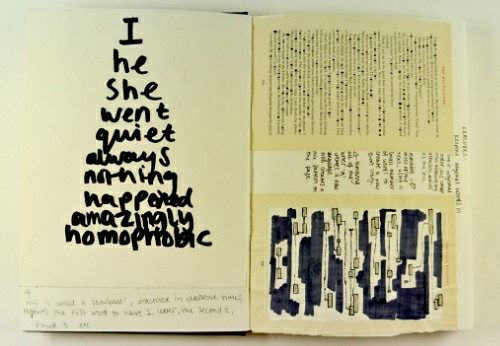 Poppy Riddell Word play | November 2013 book pages, white paint and pen | Poppy ...