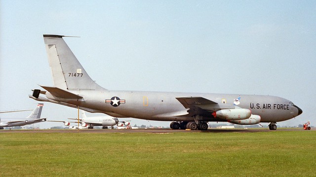 KC-135A 57-1477 and others at RAF Mildenhall. Late 1970s. These same aircraft can still be seen here, but they look quite different these days.