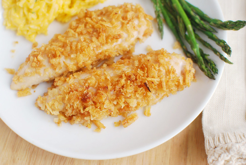 Crispy Onion Chicken Tenders - delicious baked chicken tenders coated in crispy onions. An easy 30 minute meal the whole family will love!