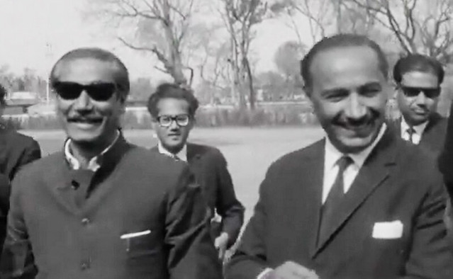 Sheikh Mujibur Rehman arriving with Air Marshal Asghar Khan