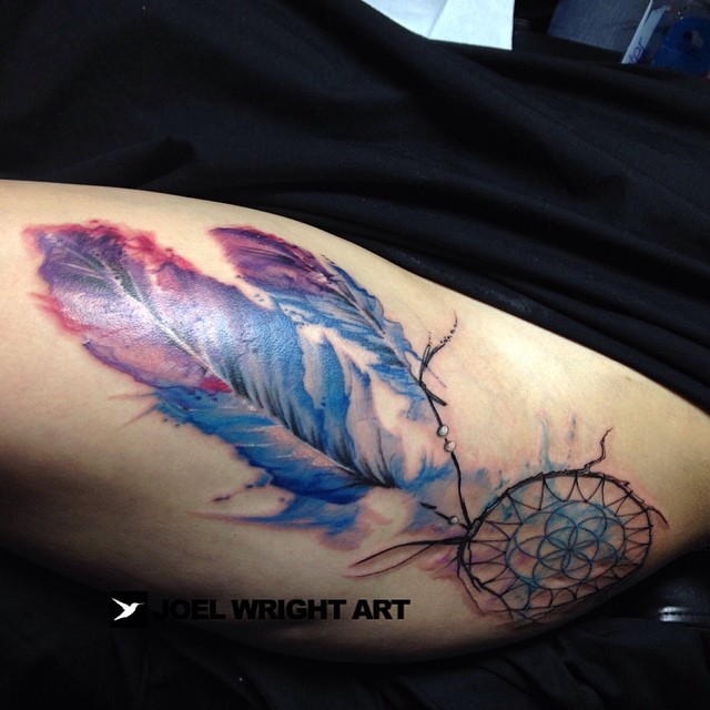 Dream catcher watercolor style tattoo funday session. | Flickr