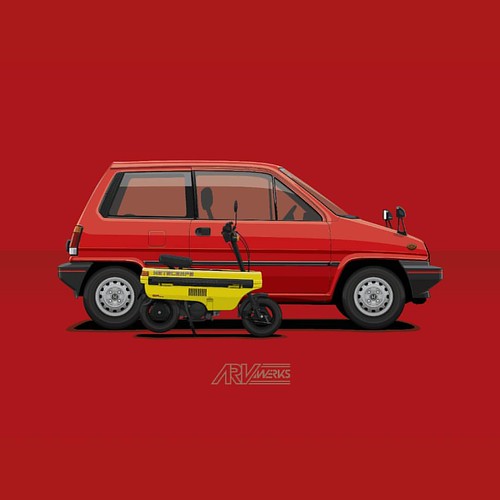 Finally the Motocompo is done, he has a pal now. Motorcycle is hard thing to do, even it's the small one. Lol  #honda #city #hondacity #シティ #ホンダ #1stgen #car #carart #digitalart #automotiveart #art #VECTOR #vectorart #illustration #cardesign #graphicdesig | by ARVwerks