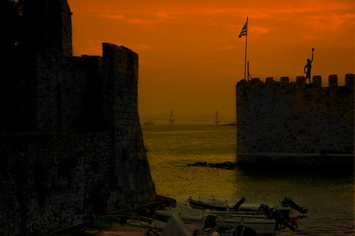 Nafpaktos by Vicky Tsavdaridou, bridge sunset sea sky seascape port canon geotagged photography greece