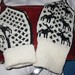 Norwegian nitted mittens with moose pattern