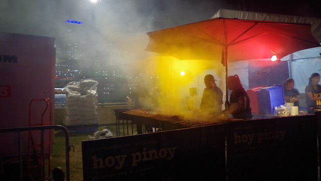 Hoy Panoy, Filipino BBQ skewers including Pork Belly  or Marinated Chicken at Night Noodle Market, South Bank Brisbane QLD Australia