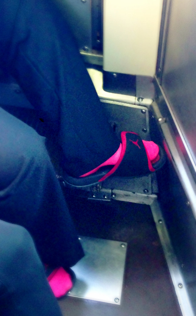 Pink socks + Air Jordan flip flops = The Ultimate Expressi… | Flickr