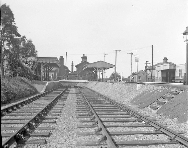 Westerfield station taken from between the tracks of the Felixstowe Dock and Railway Co station probably between 1920 and 1940