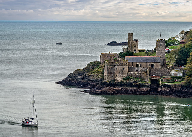 Saint Petrox Church, Dartmouth Castle and the mouth of the River Dart