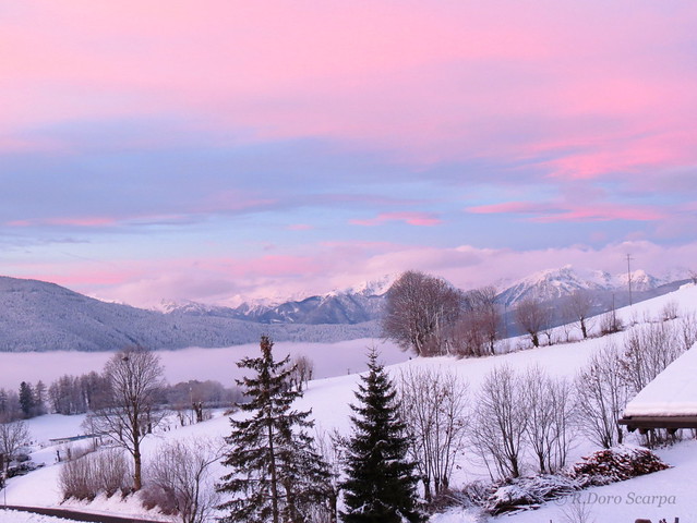 alba pastello sulla neve - pastel colored sunrise on the snow
