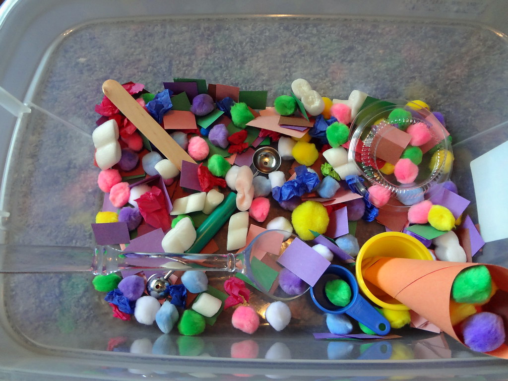 Ice Cream Sensory Bin | with pom poms, packing peanuts, and . | Flickr