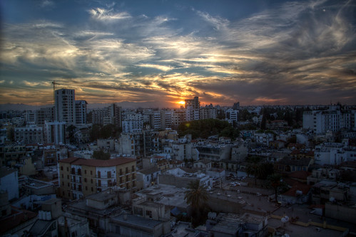 cyprus nicosia city hdr cityscape sunset sky cloud sun
