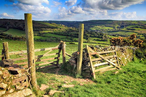 exmoor combemartin devon landscape countryside outside outdoor rural scenery scenic bluesky cloud field gate gateway