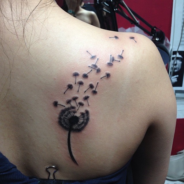 50 Lovely Dandelion Flower Tattoos On Shoulder