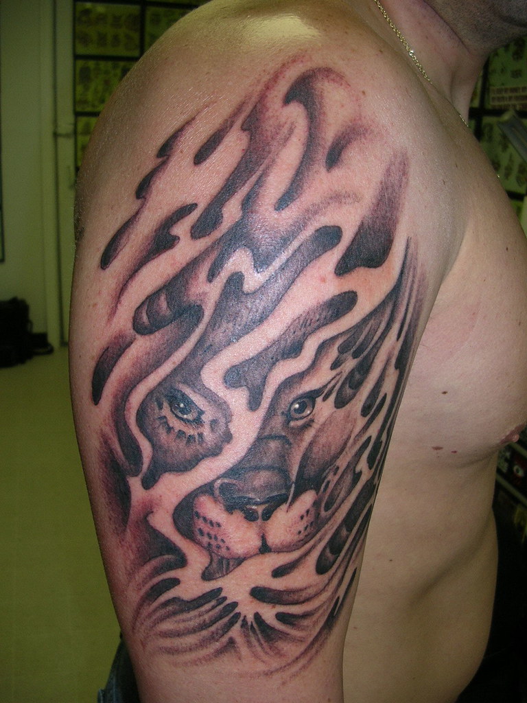 Black and Grey Lion Head by Krooked Ken at Black Anchor Tattoo in Denton MD  - a photo on Flickriver