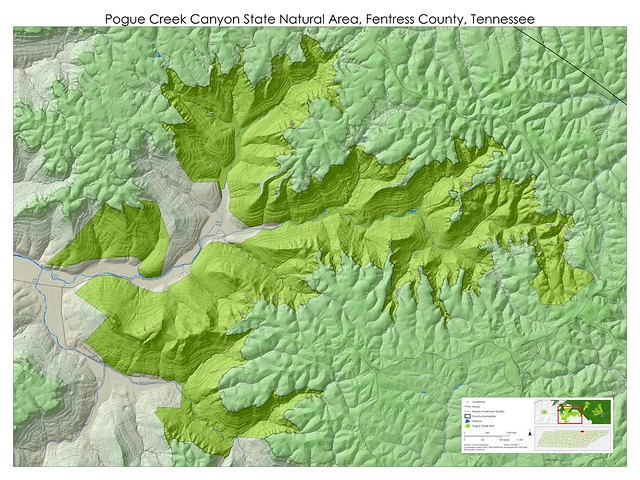 Pogue Creek Canyon SNA map, Fentress County, Tennessee