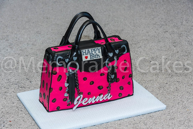 Pink Mock Croc Leopard Print Handbag Cake.